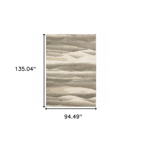 10' X 13' Blue and Gray Abstract Power Loom Area Rug
